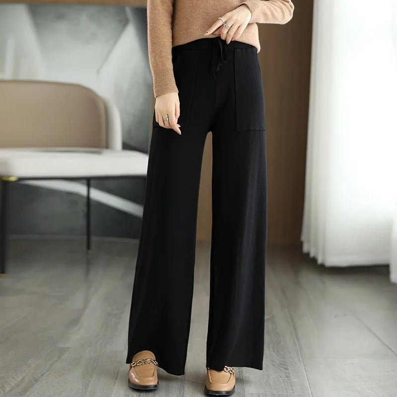 Isla Wide Leg Pants | Drawstring Waist Patch Pockets Pants