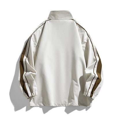 James Relaxed Fit Track Jacket | Striped Stand Collar Casual Track Jacket