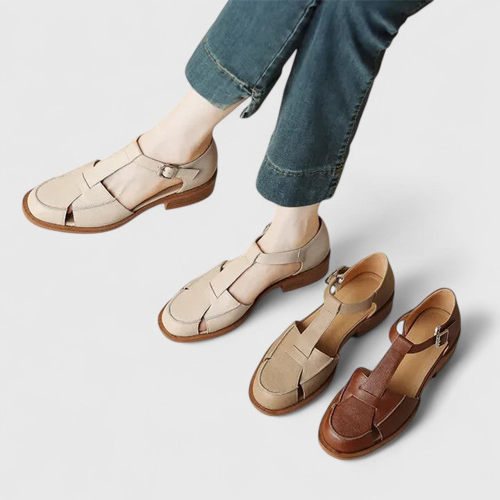 Amelia Block Heel Mary Jane Sandals | T-Strap Buckle Mary Jane Sandals