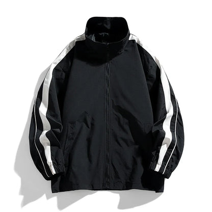James Relaxed Fit Track Jacket | Striped Stand Collar Casual Track Jacket