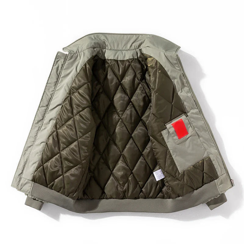 Arthur Relaxed Fit Bomber Jacket | Ribbed Trim Patch Pockets Bomber Jacket