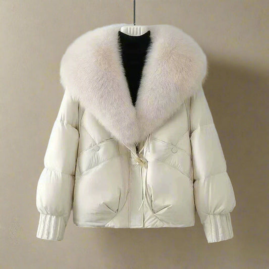 Harper Relaxed Fit Puffer Jacket | Fur Collar Toggle Closure Jacket