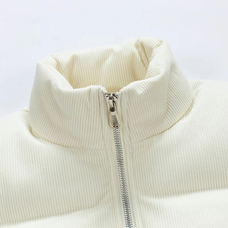 Arthur Corduroy Relaxed Fit Puffer Jacket | Stand Collar Padded Jacket
