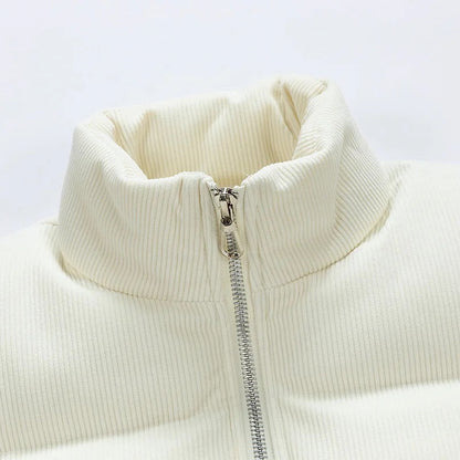 Arthur Corduroy Relaxed Fit Puffer Jacket | Stand Collar Padded Jacket