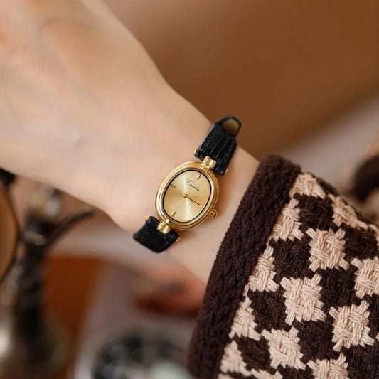Isla Slim Strap Wristwatch | Oval Dial Embossed Wristwatch