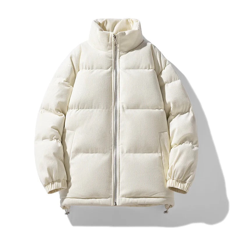 Arthur Corduroy Relaxed Fit Puffer Jacket | Stand Collar Padded Jacket