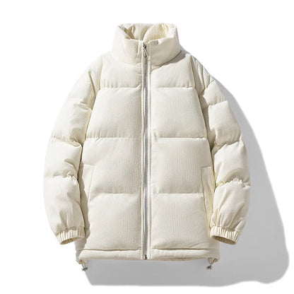 Arthur Corduroy Relaxed Fit Puffer Jacket | Stand Collar Padded Jacket