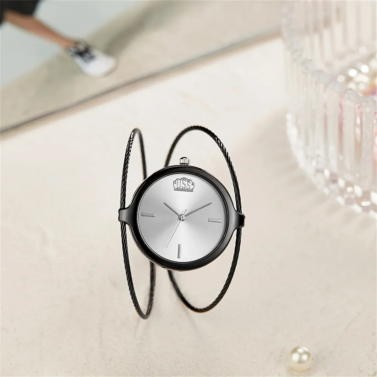 Isla Open Cuff Bangle Watch | Twisted Strap Round Dial Watch