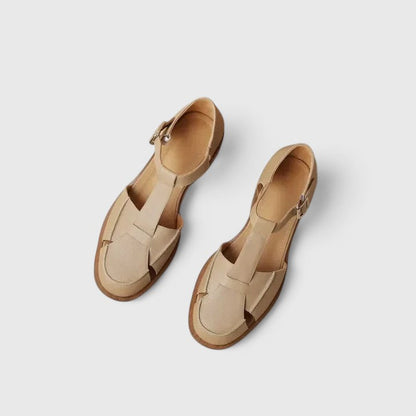 Amelia Block Heel Mary Jane Sandals | T-Strap Buckle Mary Jane Sandals