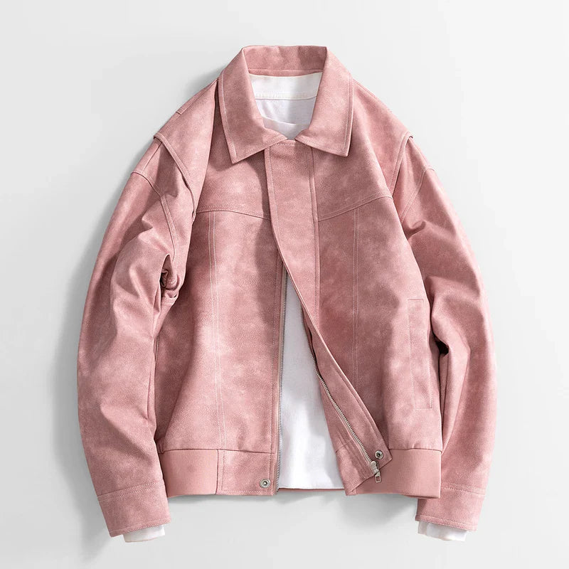 Oscar Relaxed Fit Leather Jacket | Collared Hip-Length Jacket