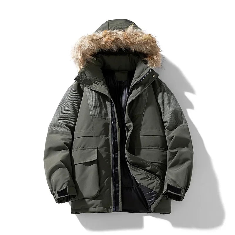 Arthur Hooded Relaxed Fit Parka Jacket | Fur Trim Ribbed Details Parka Jacket