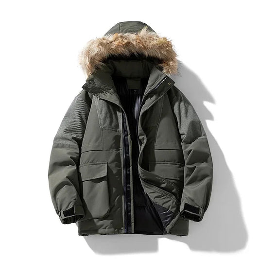 Arthur Hooded Relaxed Fit Parka Jacket | Fur Trim Ribbed Details Parka Jacket