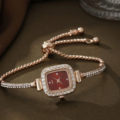 Amelia Crystal Embellished Square Face Wristwatch | Bracelet Style Wristwatch