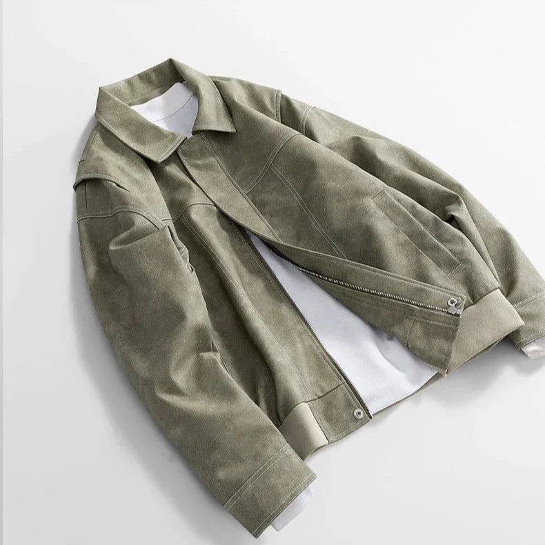 Oscar Relaxed Fit Leather Jacket | Collared Hip-Length Jacket