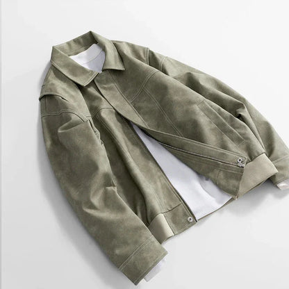Oscar Relaxed Fit Leather Jacket | Collared Hip-Length Jacket