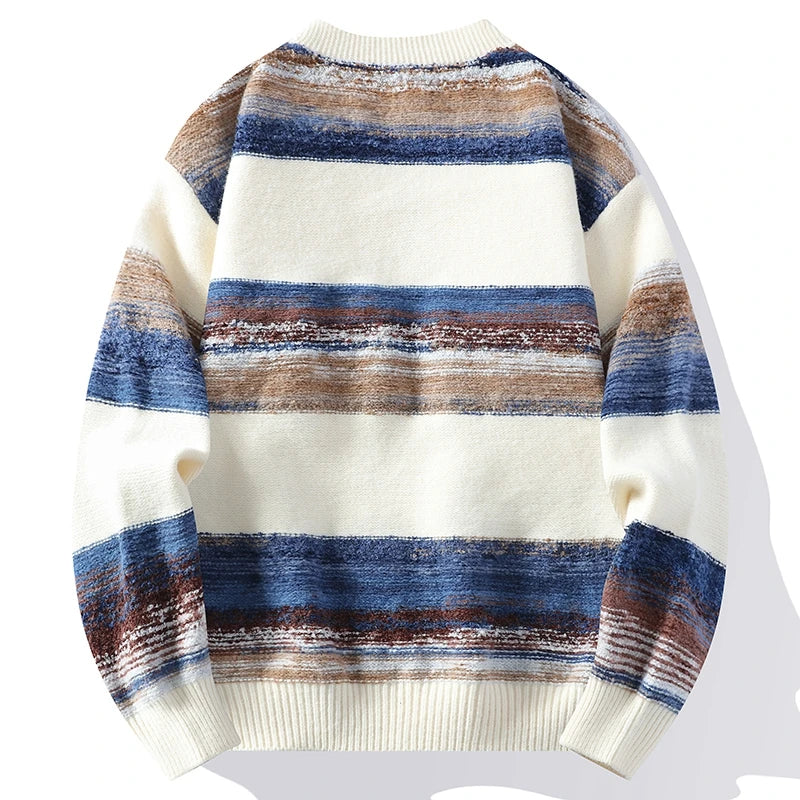 Arthur Relaxed Fit Cardigan | Striped V-Neck Hip-Length Cardigan