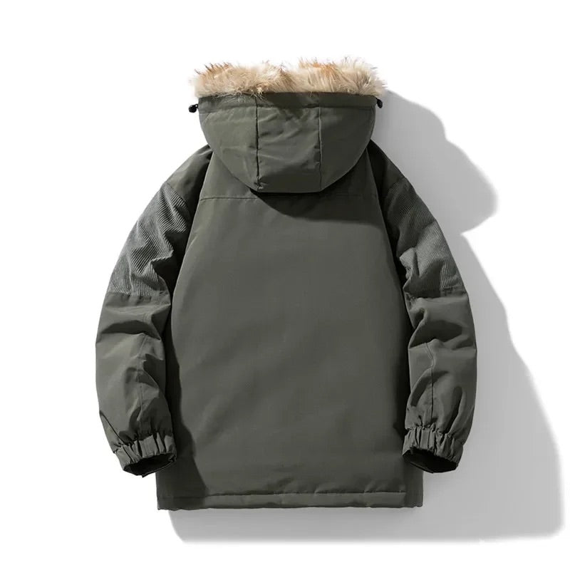 Arthur Hooded Relaxed Fit Parka Jacket | Fur Trim Ribbed Details Parka Jacket
