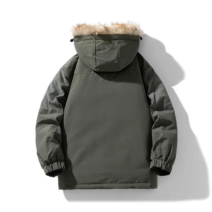 Arthur Hooded Relaxed Fit Parka Jacket | Fur Trim Ribbed Details Parka Jacket
