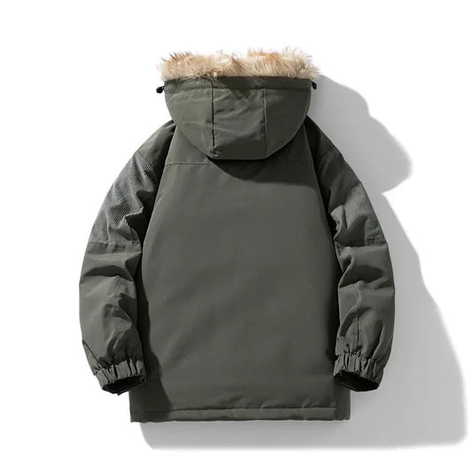 Arthur Hooded Relaxed Fit Parka Jacket | Fur Trim Ribbed Details Parka Jacket