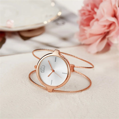 Isla Open Cuff Bangle Watch | Twisted Strap Round Dial Watch