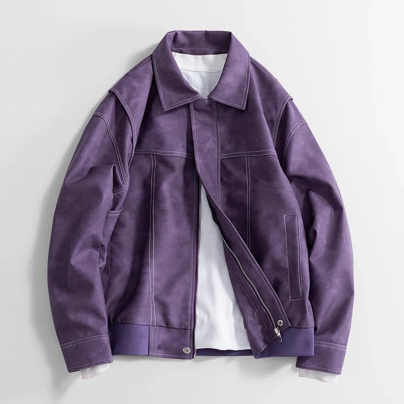 Oscar Relaxed Fit Leather Jacket | Collared Hip-Length Jacket