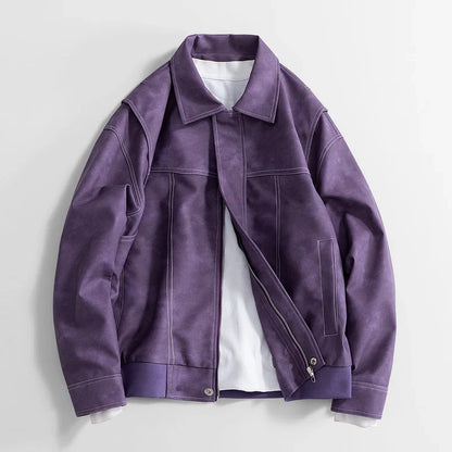 Oscar Relaxed Fit Leather Jacket | Collared Hip-Length Jacket