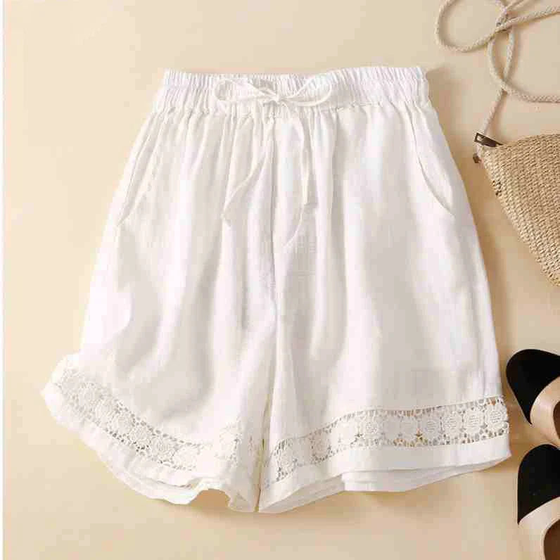 Amelia Relaxed Fit Shorts | Embroidered Trim Drawstring Shorts