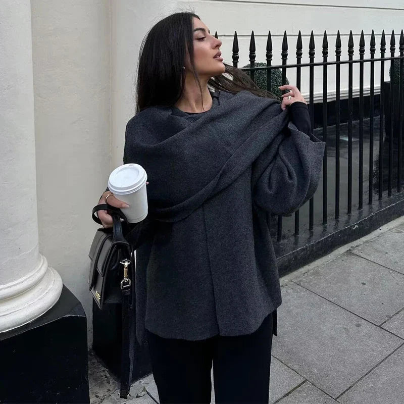 Rosie Oversized Coat | Asymmetrical Button Closure Hip-Length Coat