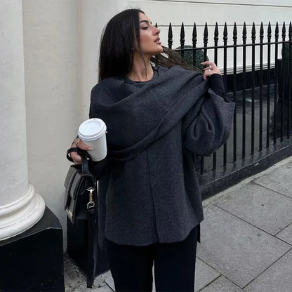 Rosie Oversized Coat | Asymmetrical Button Closure Hip-Length Coat