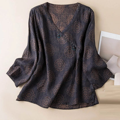 Isla Relaxed Fit Blouse | V-Neck Long Sleeve Blouse
