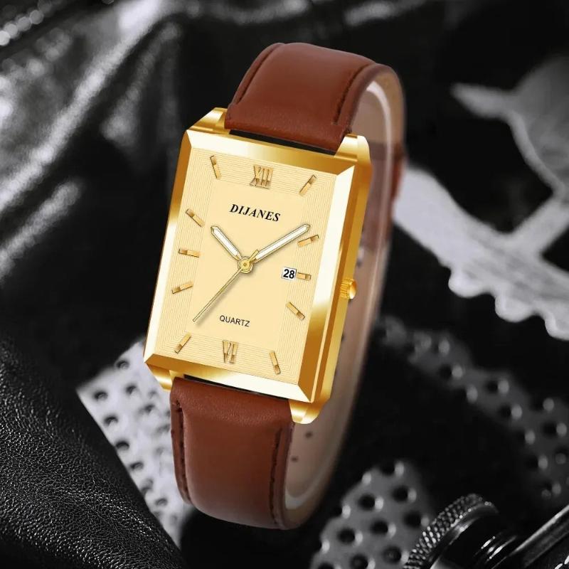 Arthur Wristwatch | Rectangular Case Date Window Wristwatch