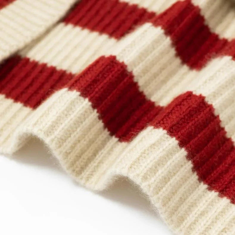 Amelia Oversized Striped Turtleneck Sweater | Ribbed Long Sleeve Sweater