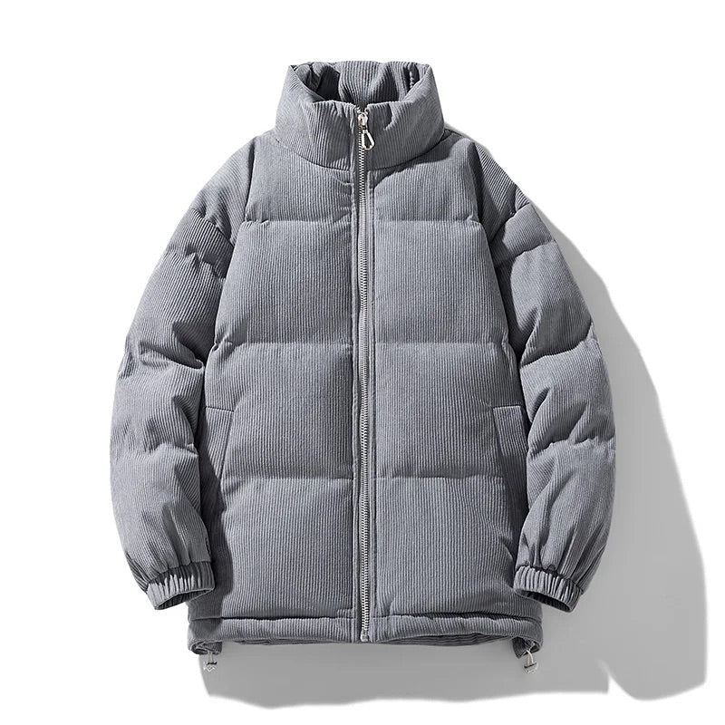 Arthur Corduroy Relaxed Fit Puffer Jacket | Stand Collar Padded Jacket
