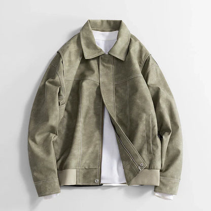 Oscar Relaxed Fit Leather Jacket | Collared Hip-Length Jacket