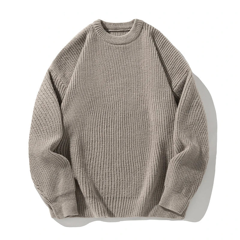 Oscar Ribbed Relaxed Fit Sweater | Crewneck Long Sleeve Sweater