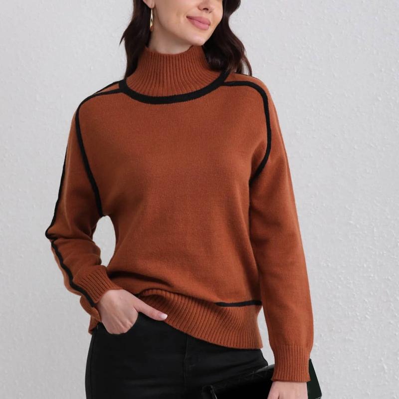 Isla Relaxed Fit Turtleneck Sweater | Ribbed Cuffs Hip-Length Sweater