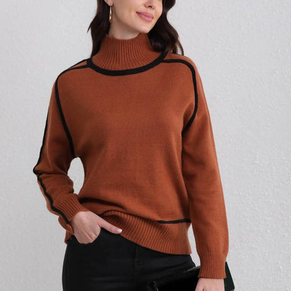 Isla Relaxed Fit Turtleneck Sweater | Ribbed Cuffs Hip-Length Sweater