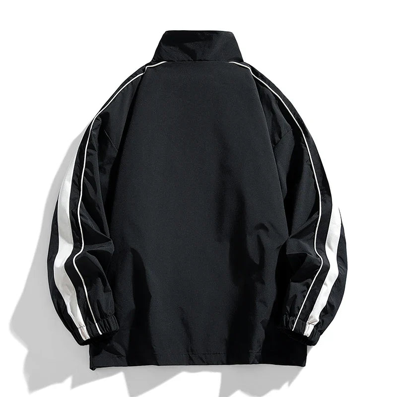 James Relaxed Fit Track Jacket | Striped Stand Collar Casual Track Jacket