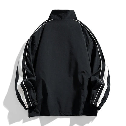 James Relaxed Fit Track Jacket | Striped Stand Collar Casual Track Jacket