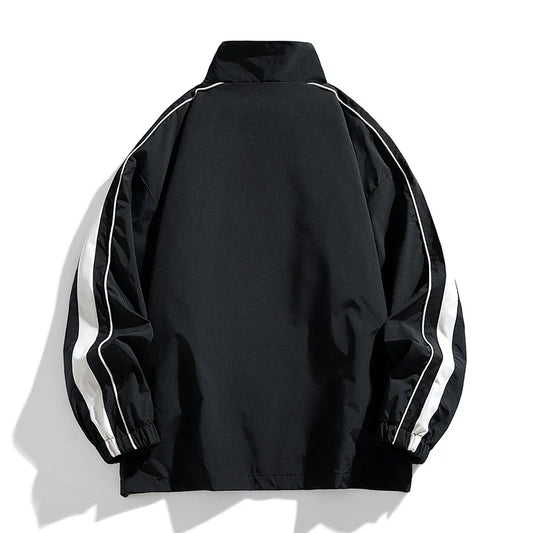 James Relaxed Fit Track Jacket | Striped Stand Collar Casual Track Jacket
