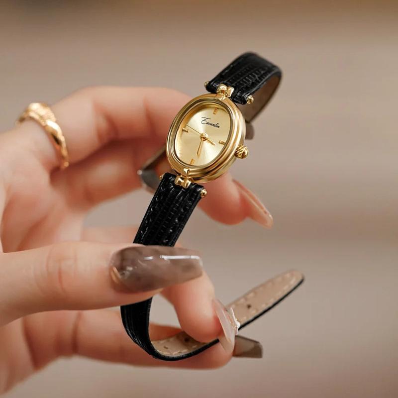 Isla Slim Strap Wristwatch | Oval Dial Embossed Wristwatch