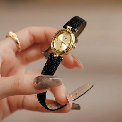 Isla Slim Strap Wristwatch | Oval Dial Embossed Wristwatch