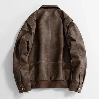 Oscar Relaxed Fit Leather Jacket | Collared Hip-Length Jacket