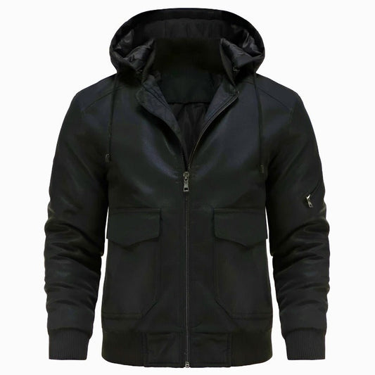 Arthur Hooded Bomber Jacket | Quilted Lining Drawstring Jacket