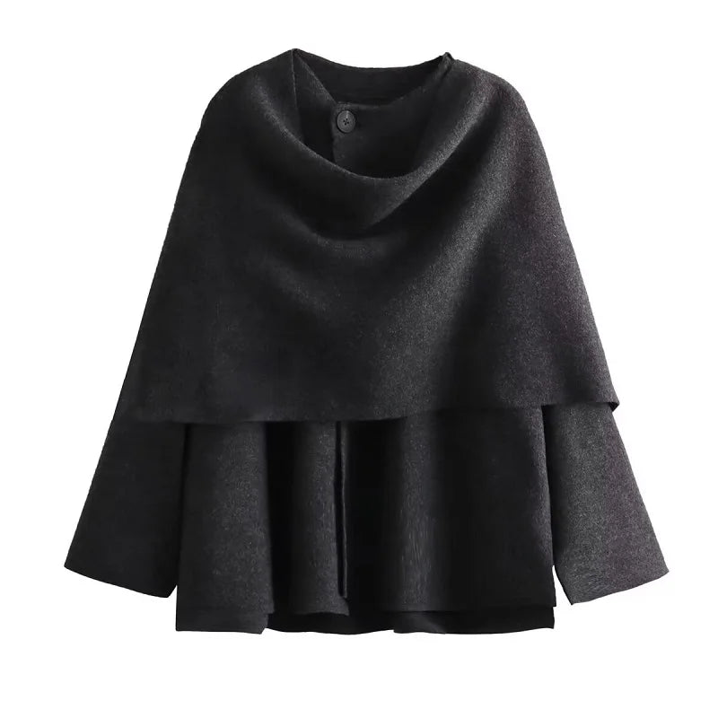 Rosie Oversized Coat | Asymmetrical Button Closure Hip-Length Coat