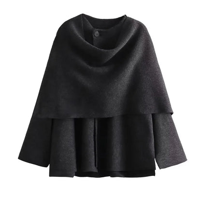 Rosie Oversized Coat | Asymmetrical Button Closure Hip-Length Coat