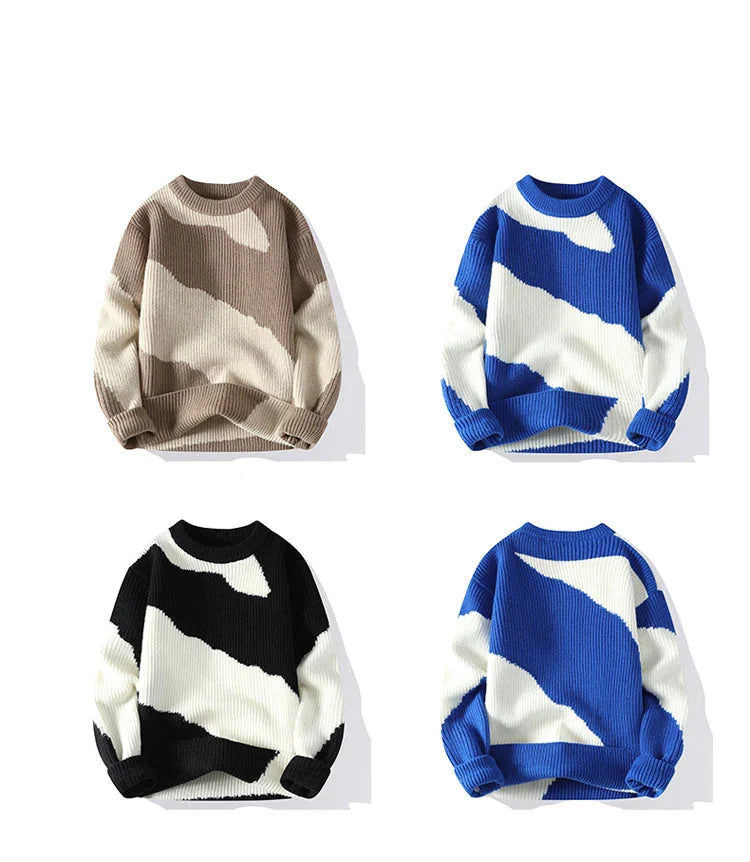 Arthur Oversized Sweater | Crewneck Ribbed Abstract Sweater