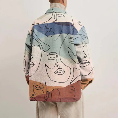 Jack Relaxed Fit Shirt Jacket | Collared Abstract 3D Printed Shirt Jacket
