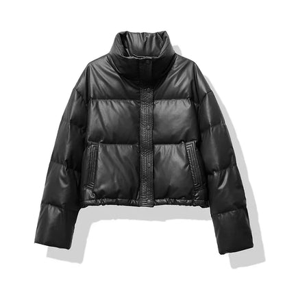Isla Cropped Puffer Jacket | Quilted Button Front Jacket