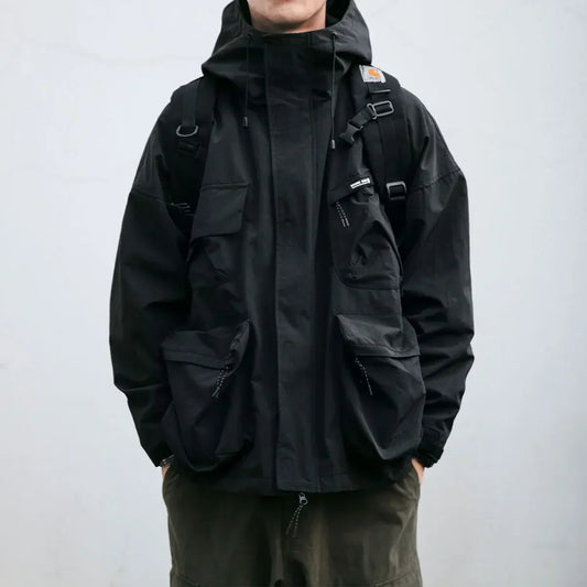 Oscar Oversized Windbreaker Jacket | Hooded Drawstring Utility Pockets Jacket